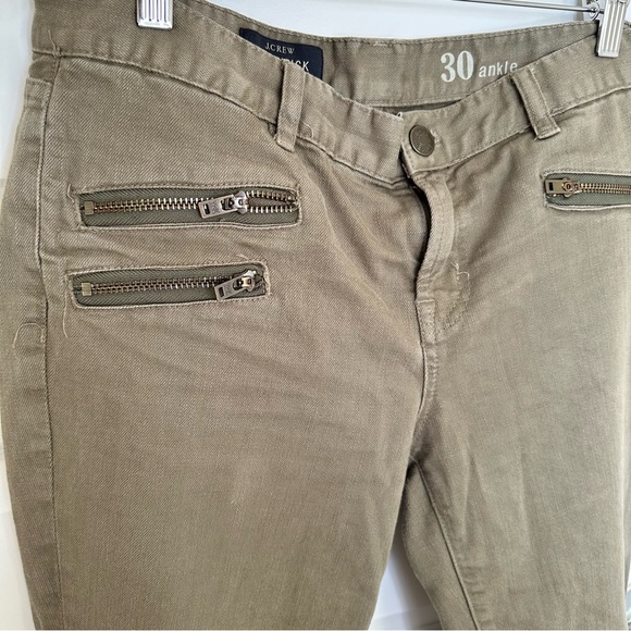 J.CREW Toothpick Skinny Ankle Jeans Olive Green Zipper Pockets - Picture 5 of 6